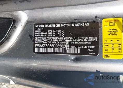 2013 BMW 328I xDrive from USA, damaged, VIN WBAKF5C56DE658200